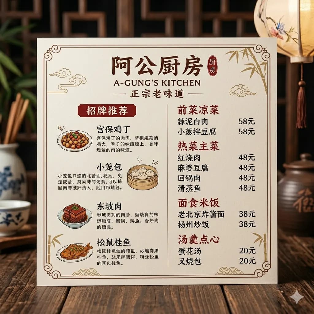 Restaurant menu before English image translation